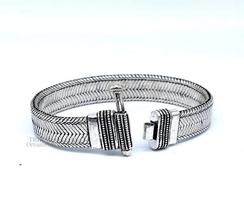 9" 925 sterling silver customized snake chain belt bracelet vintage design stylish men's gifting wrist belt bracelet jewelry NSBR550