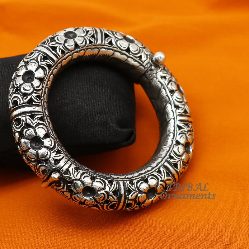 925 sterling silver handmade chitai work  bangle bracelet kada unisex customized gifting men's kada jewelry nsk568