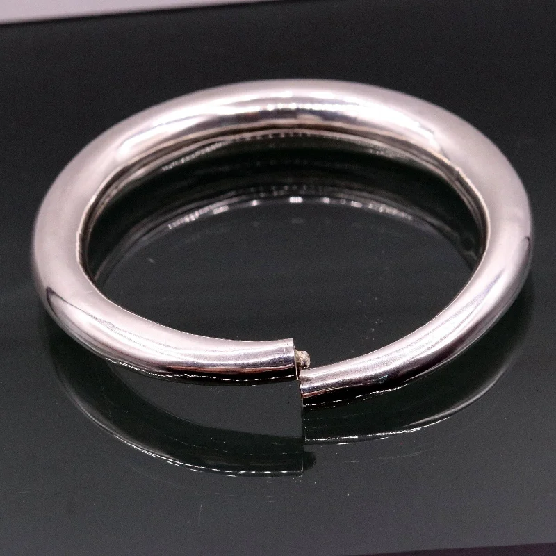 925 sterling silver vintage plain design handmade open face adjustable bangle bracelet kada cuff bracelet for unisex gifting india nsk228