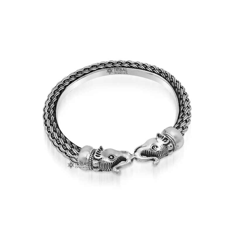 All size 925 sterling silver handmade vintage design stylish elephant face bangle bracelet kada,amazing jewelry from india nsk434