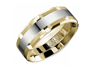 Carlex Carved 7.5mm Wedding Ring in Yellow Gold/Platinum