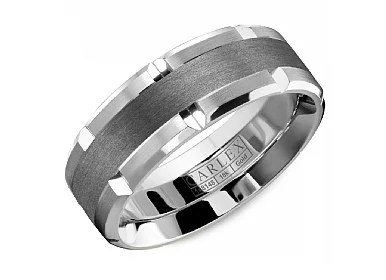 Carlex Textured 7.5mm Wedding Ring in 14K White Gold/Tantalum