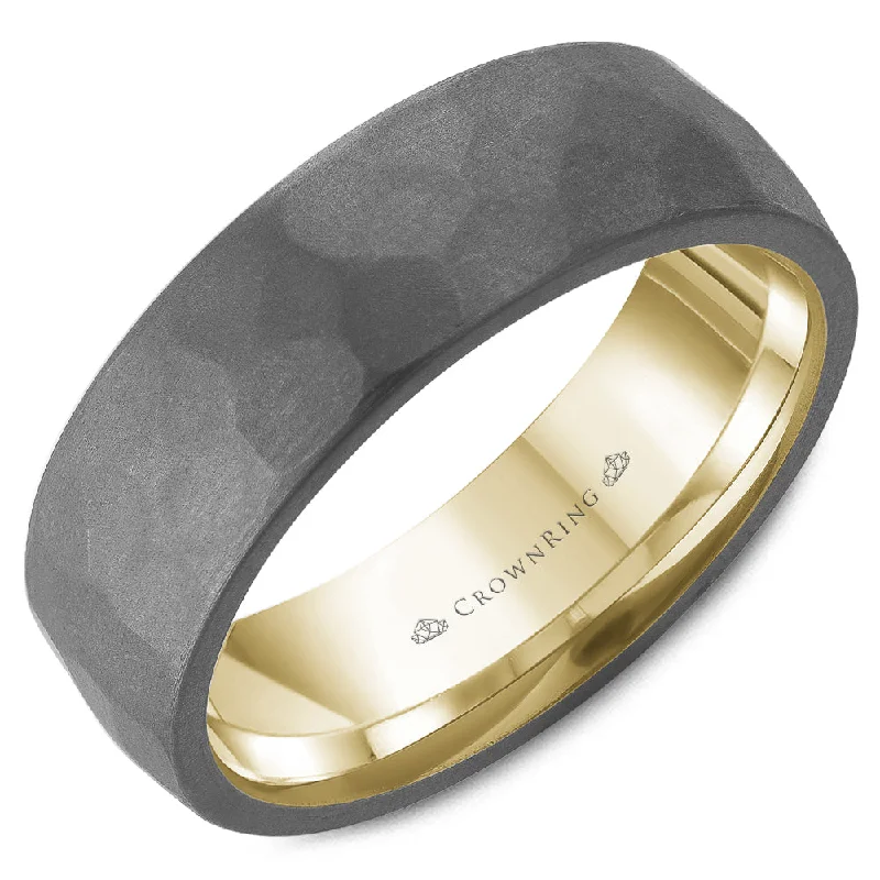 CrownRing Textured 7mm Wedding Ring in 14K Yellow Gold/Tantalum