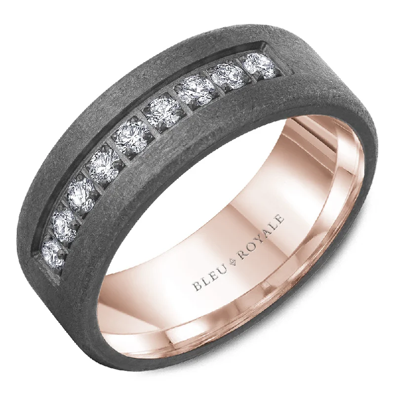 CrownRing Half Anniversary Wedding Ring in 14K Rose Gold/Tantalum  (0.45ctw)