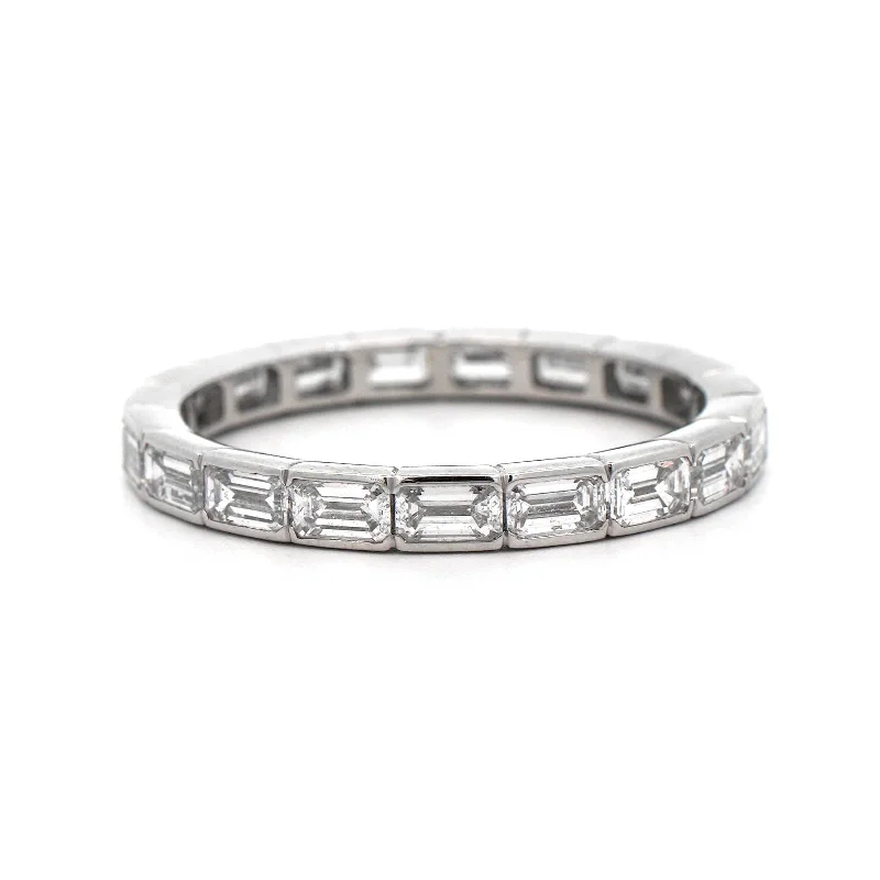 Platinum Semi Bezel Set Diamond Eternity Band