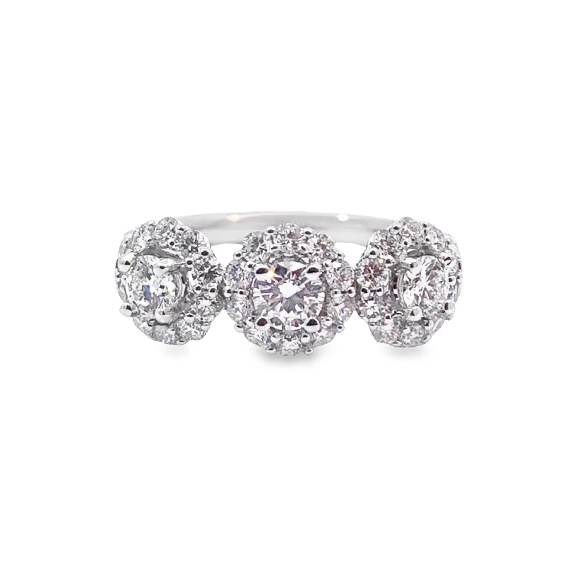 Forevermark White Gold Three Stone Diamond Halo Band