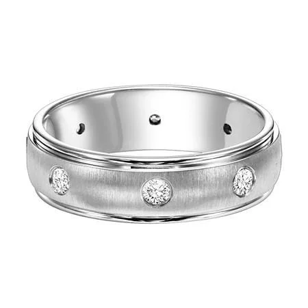 14K White Gold Burnish Set Diamond Band