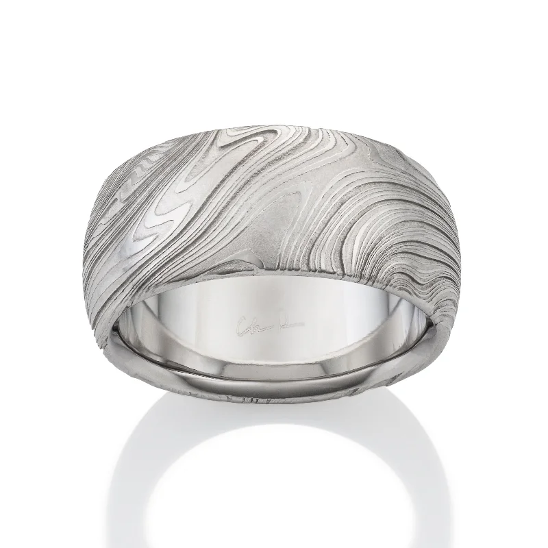 Damascus Steel Kona Pattern Wedding Band