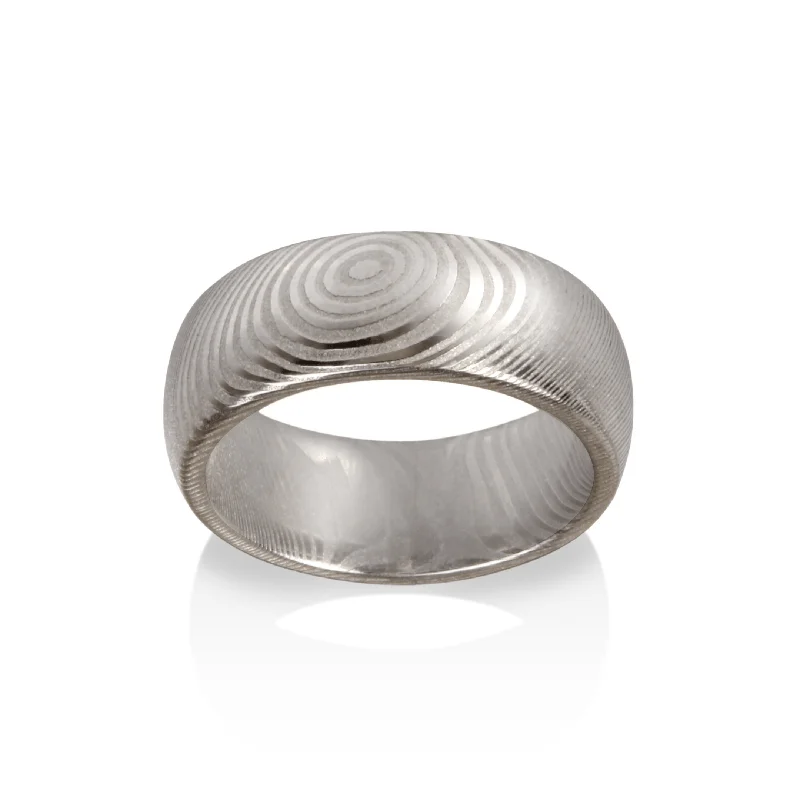 Damascus Steel Storms Eye Pattern Wedding Band