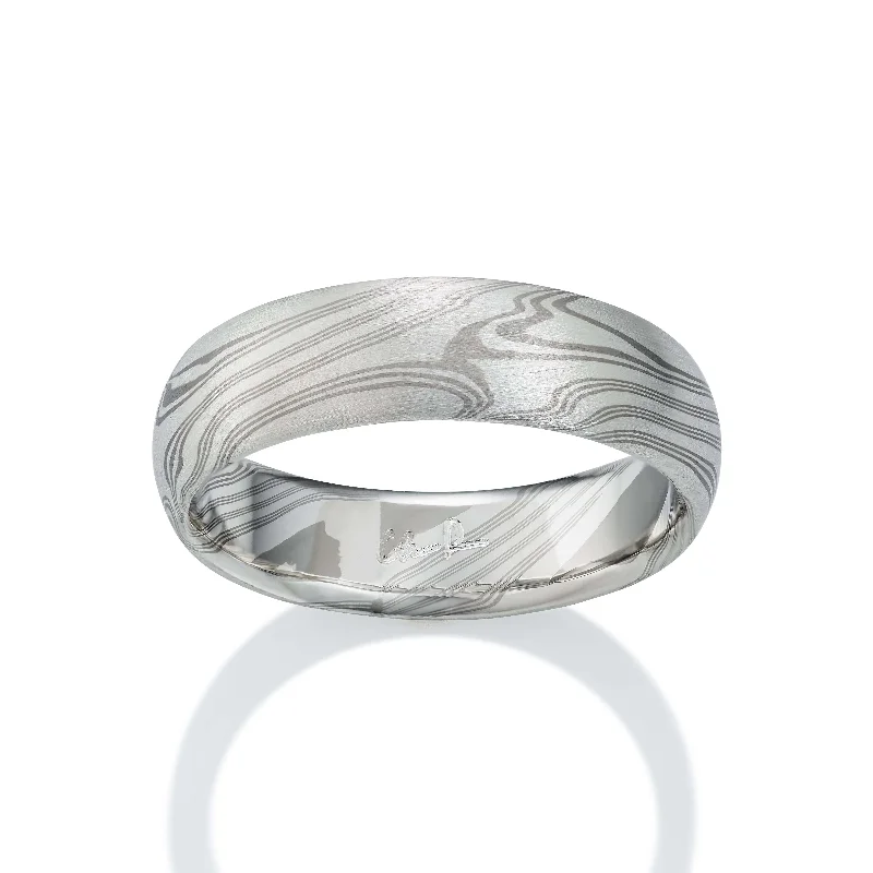 Palladium and Sterling Silver Mokume Wedding Band