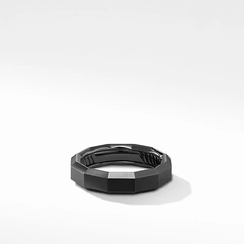 Faceted Band Ring in Black Titanium