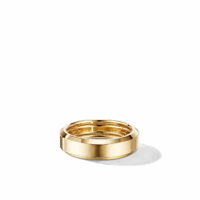 Beveled Band Ring in 18K Yellow Gold, 6mm