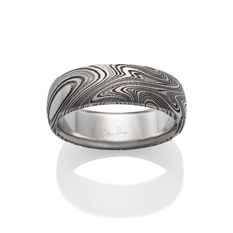 Damascus Steel Kona Black Oxide Wedding Band