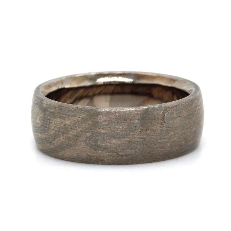 Palladium and Sterling Silver Mokume Chestnut Wedding Band