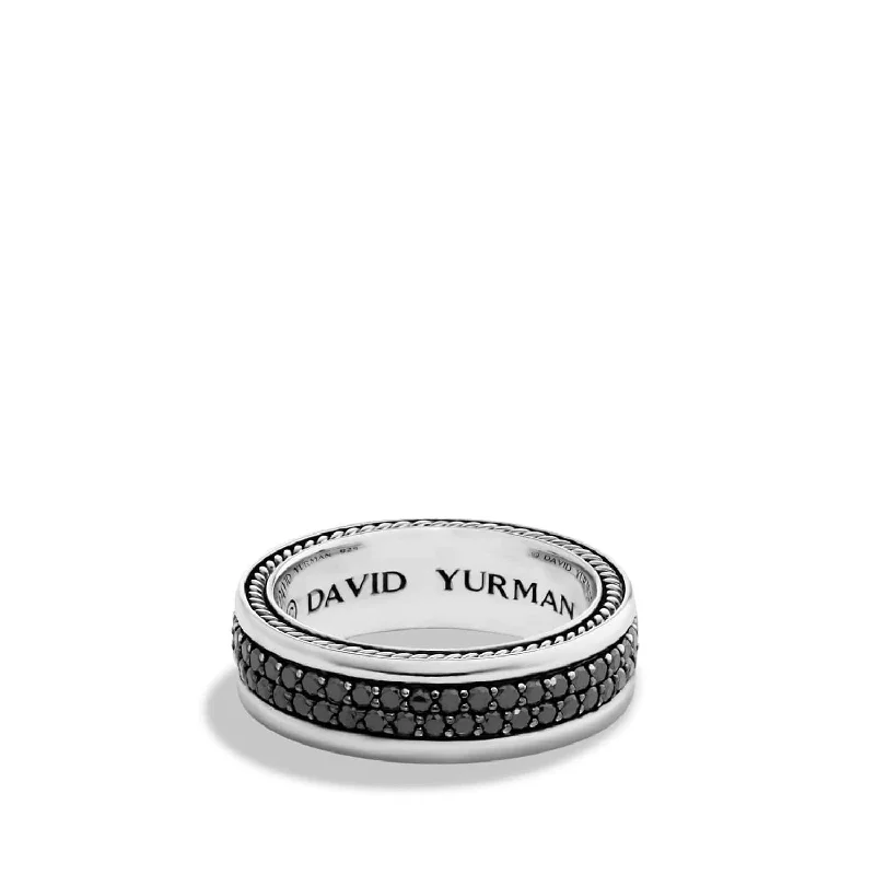 Streamline® Pavé Band in Sterling Silver with Black Diamonds