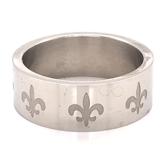 Highly Polished Fluer De Lis Stainless Steel Ring / GRJ2076