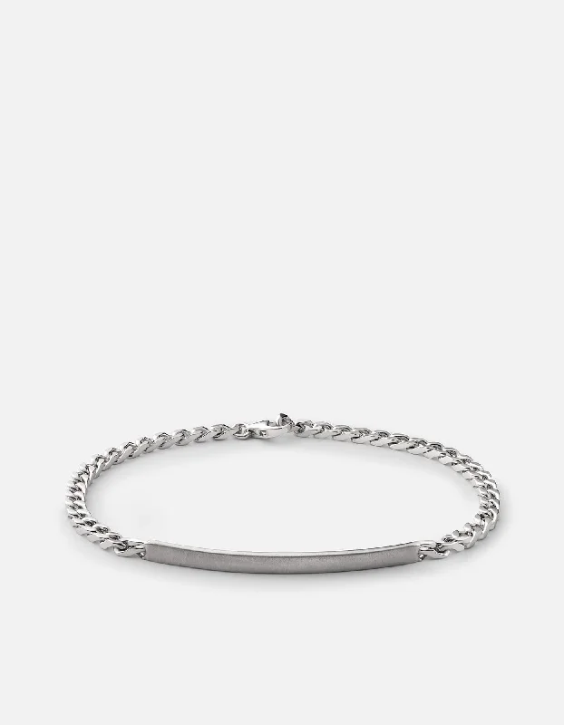 3mm ID Chain Bracelet, Matte Sterling Silver