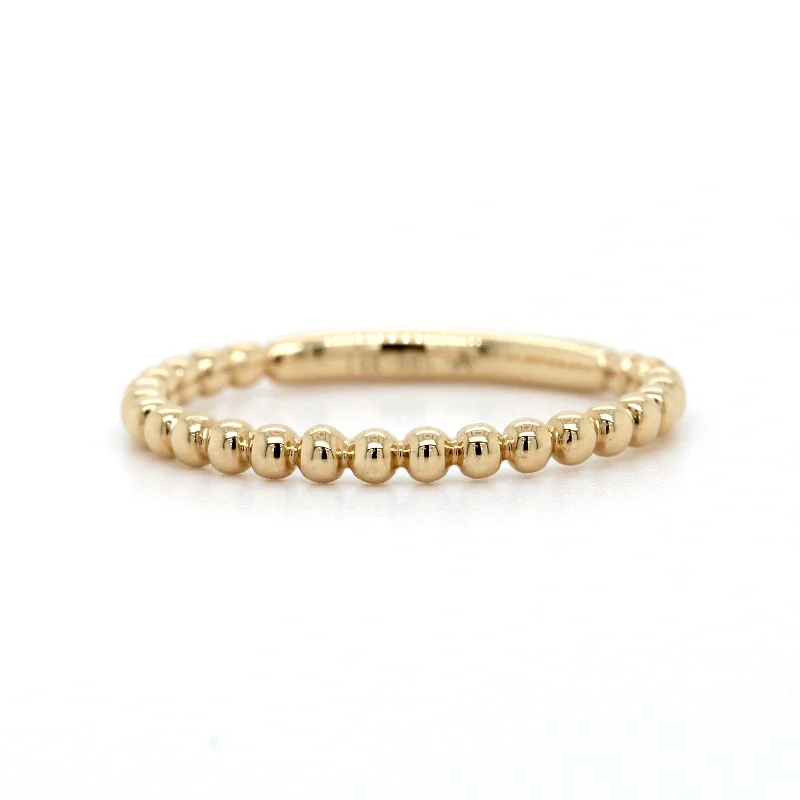 14K Yellow Gold High Polished Beaded Band