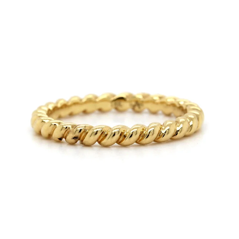 18K Yellow Gold Braided High Polished Band