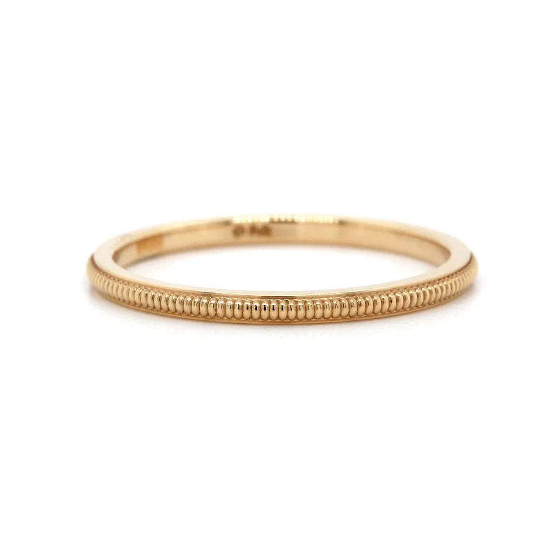 14K Yellow Gold 1.5mm Raised Milgrain Band