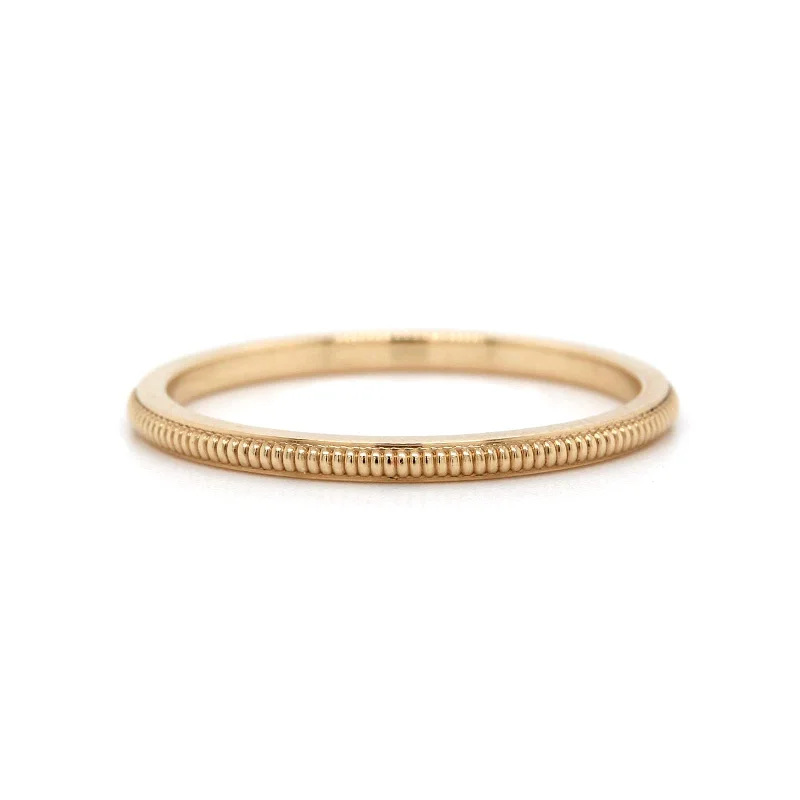 14K Yellow Gold 3/4 Raised Milgrain Band