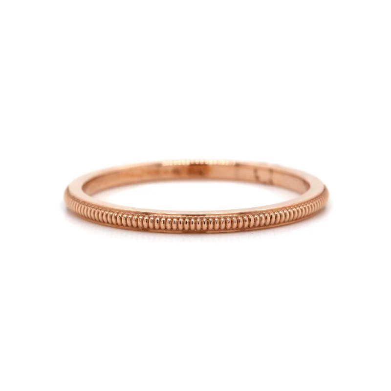 14K Rose Gold Raised Milgrain Band