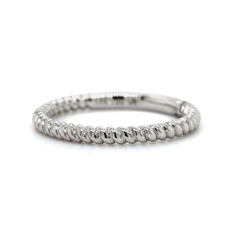 18K White Gold Braided High Polished Band