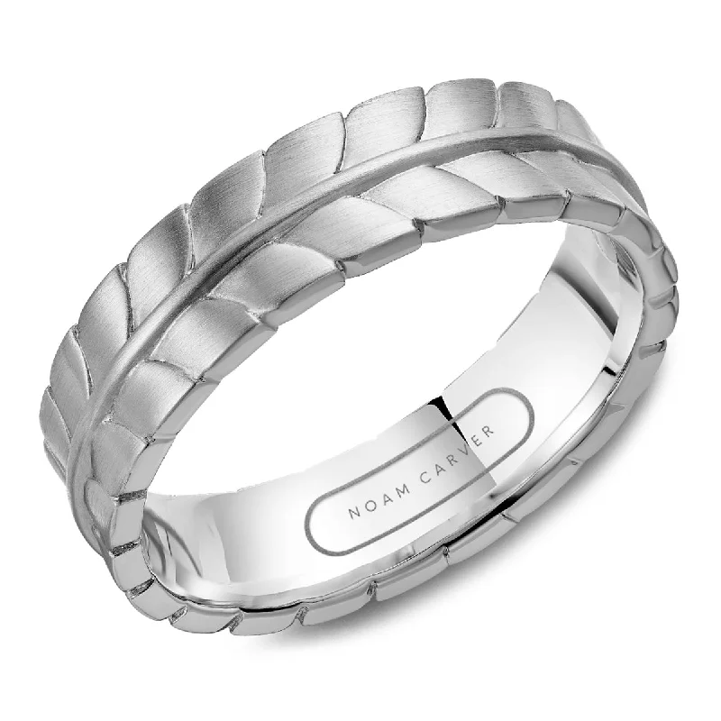 Noam Carver Mens Wedding Band in White Gold