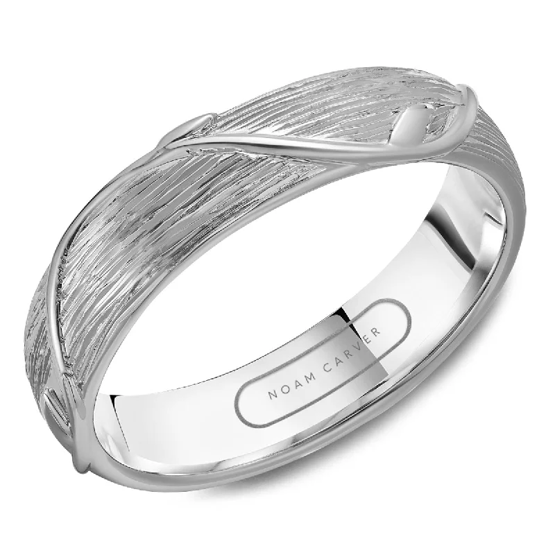 Noam Carver Mens Wedding Band in White Gold