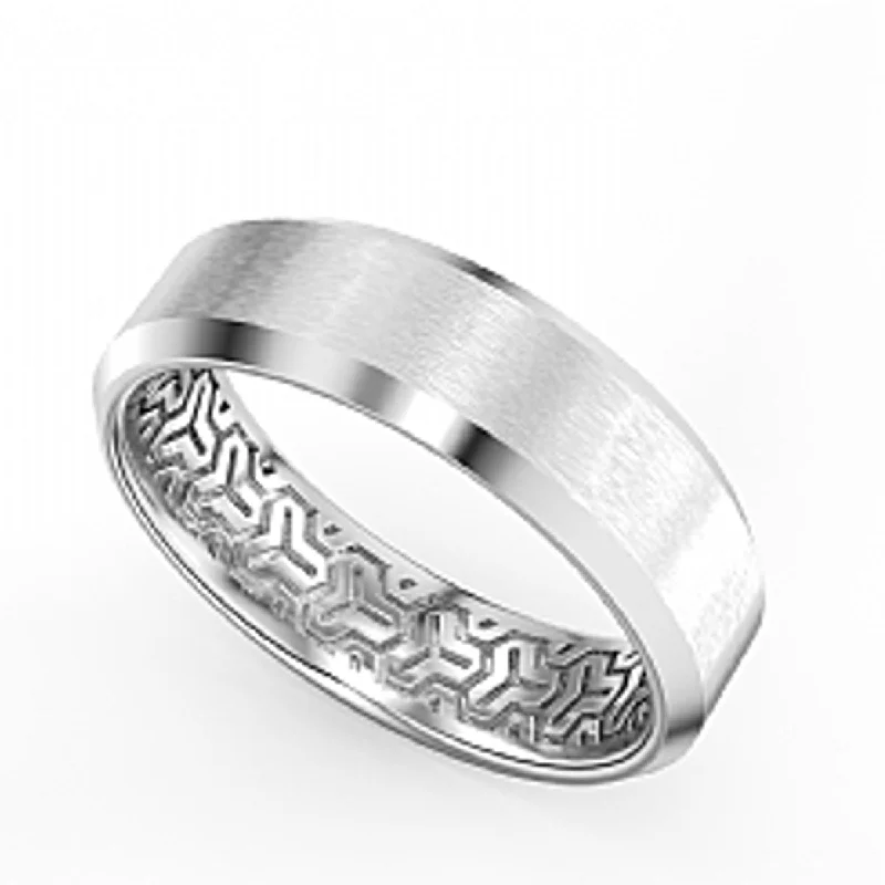 Noam Carver Mens Wedding Band in White Gold