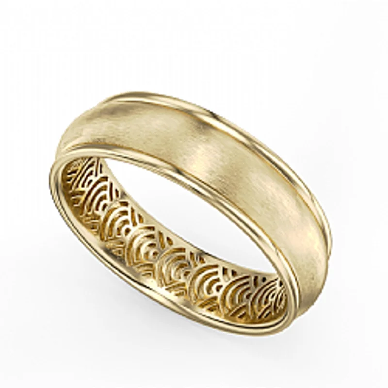 Noam Carver Mens Wedding Band in Yellow Gold