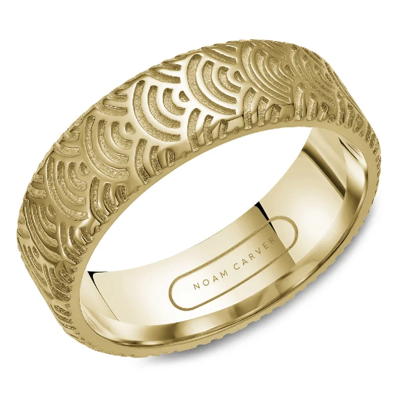 Noam Carver Mens Wedding Band in Yellow Gold