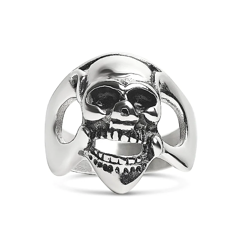 Stainless Steel Polished Skull Ring / SCR2059