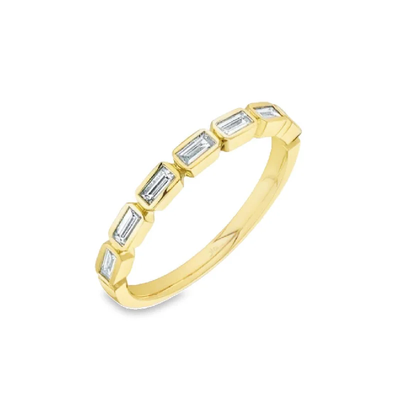 Shy Creation Yellow Gold Diamond Stackable Band