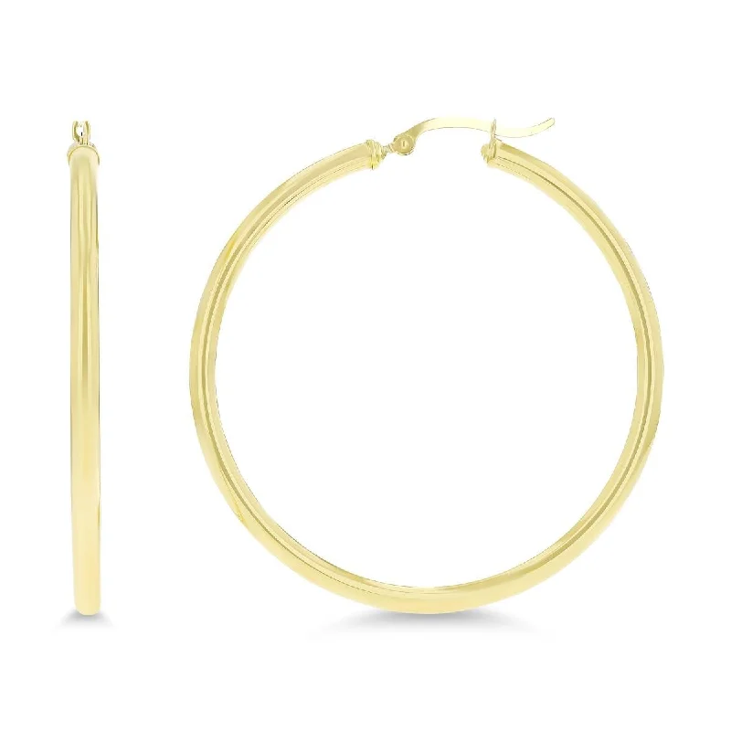 10KT Yellow Gold 3X50MM Hoop Earrings