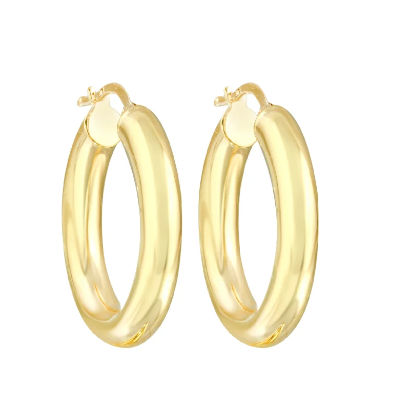 14k Gold Small Thick Hoop Earrings