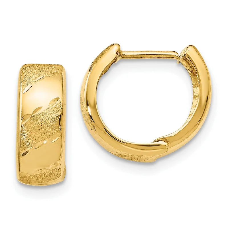 14KT Yellow Gold 12X13MM Hinged Hoop Earrings