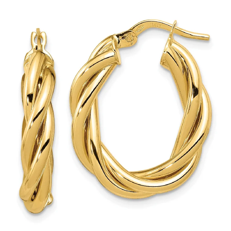 14KT Yellow Gold 25X20MM Hoop Earrings