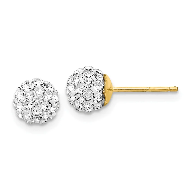 14KT Yellow Gold Crystal 6MM Ball Stud Earrings