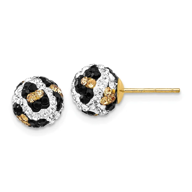 14KT Yellow Gold Crystal 8MM Ball Stud Earrings