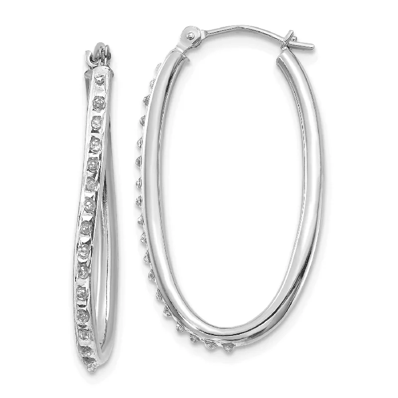 Diamond Fascination Diamond Accent Hinged Hoop Earrings in 14KT White Gold