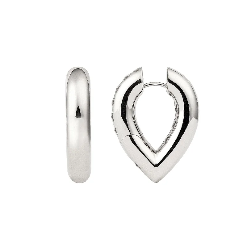 Big Drop Link Earrings - White Gold