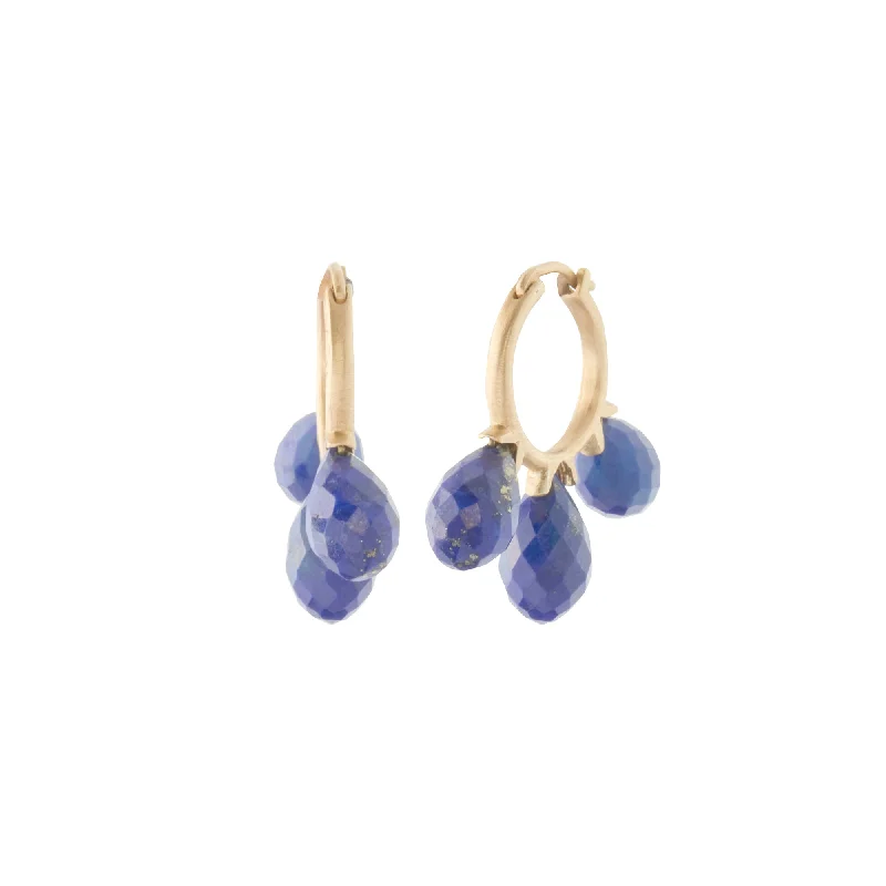 Lapis Briolette Hoops