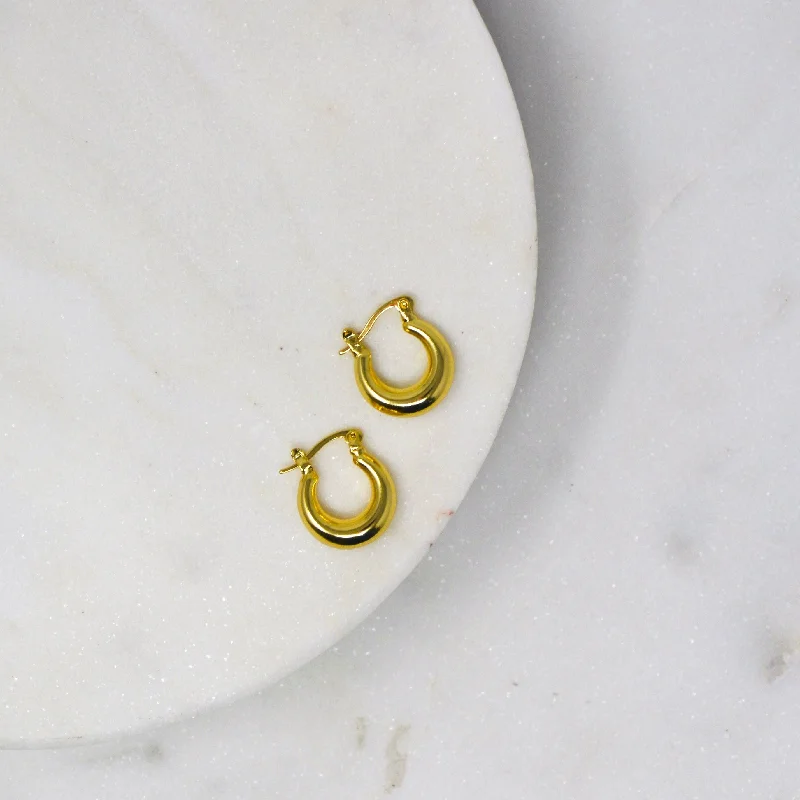 Retro Hoop Earrings - Small Gold