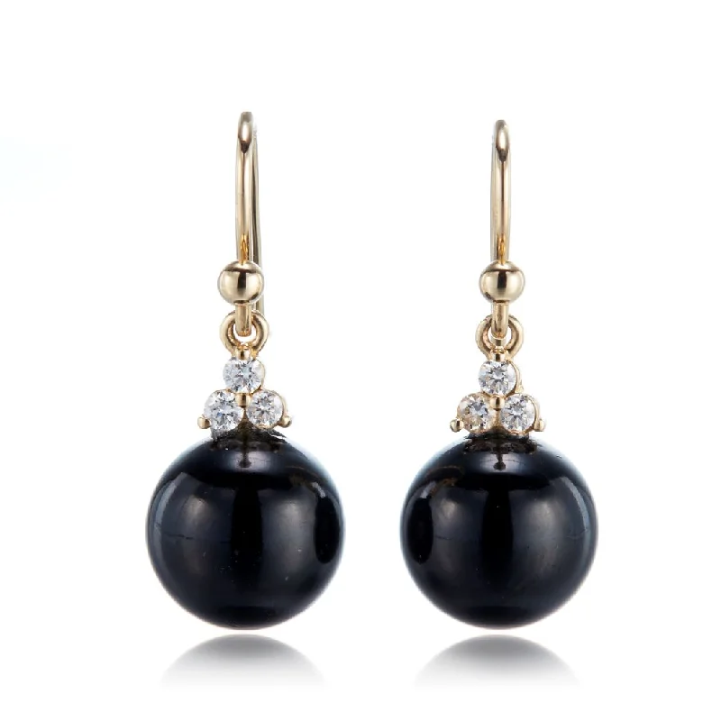 Madison Drop Earrings in Black Jade & Diamonds