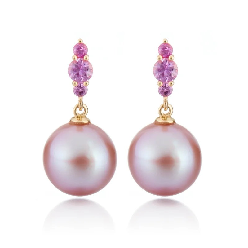 Orion Earrings in Pink Pearls & Pink Sapphires