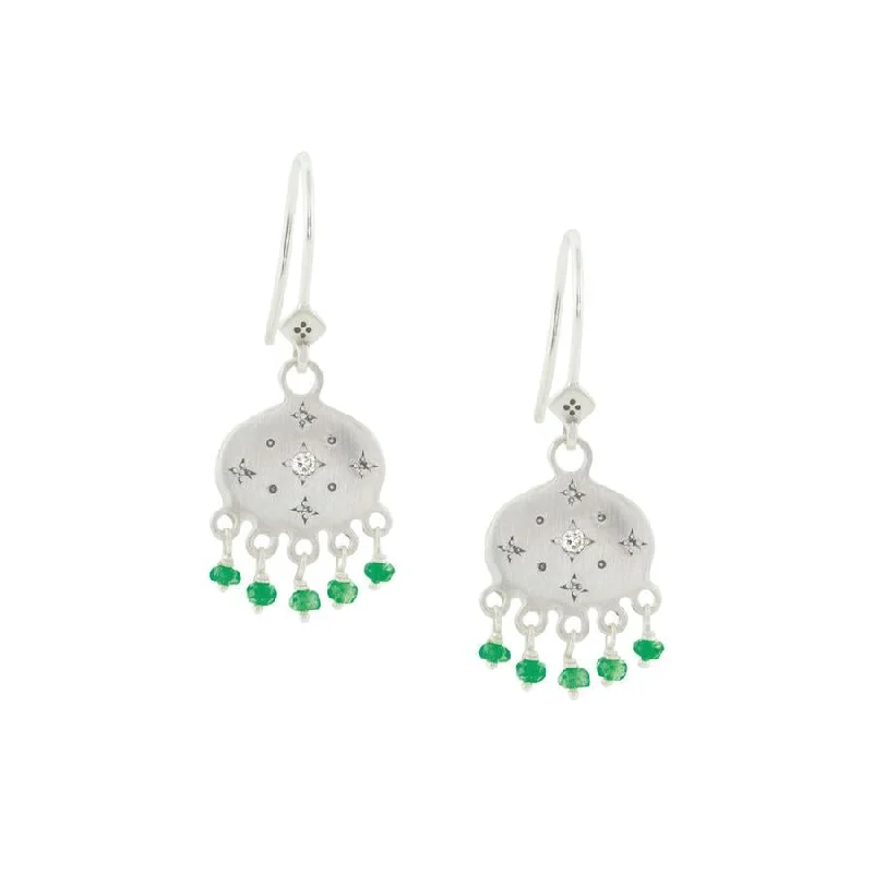 Emerald & Diamond New Moon Earrings