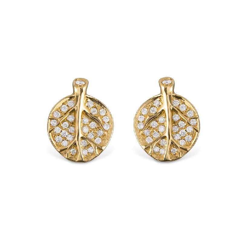 Botanical Leaf Earrings with Diamonds