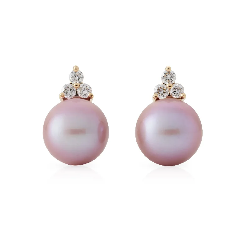 Madison Earrings in Pink Pearls & Diamonds