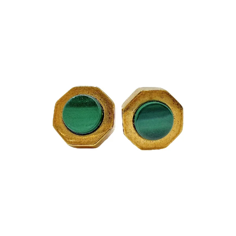 Iral 18K Gold Post  Earrings with Malachite